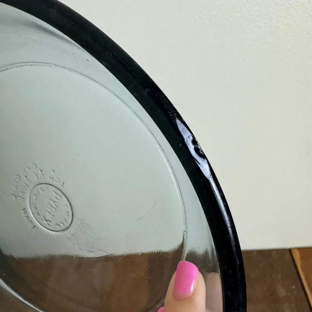 Vintage 1940s Pyrex Flameware C-R 817 B Blue Tint Pan Skillet Bowl USA